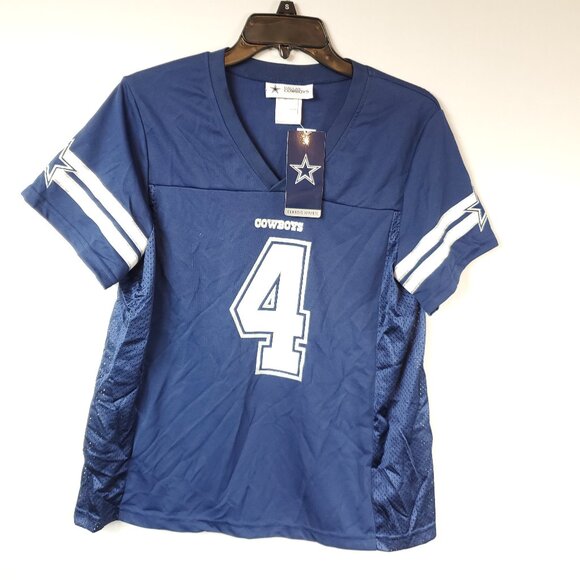 Dak Prescott 4 Players Jersey Women's Dallas Cowboys Navy Blue NWT Sz Large - Picture 1 of 12